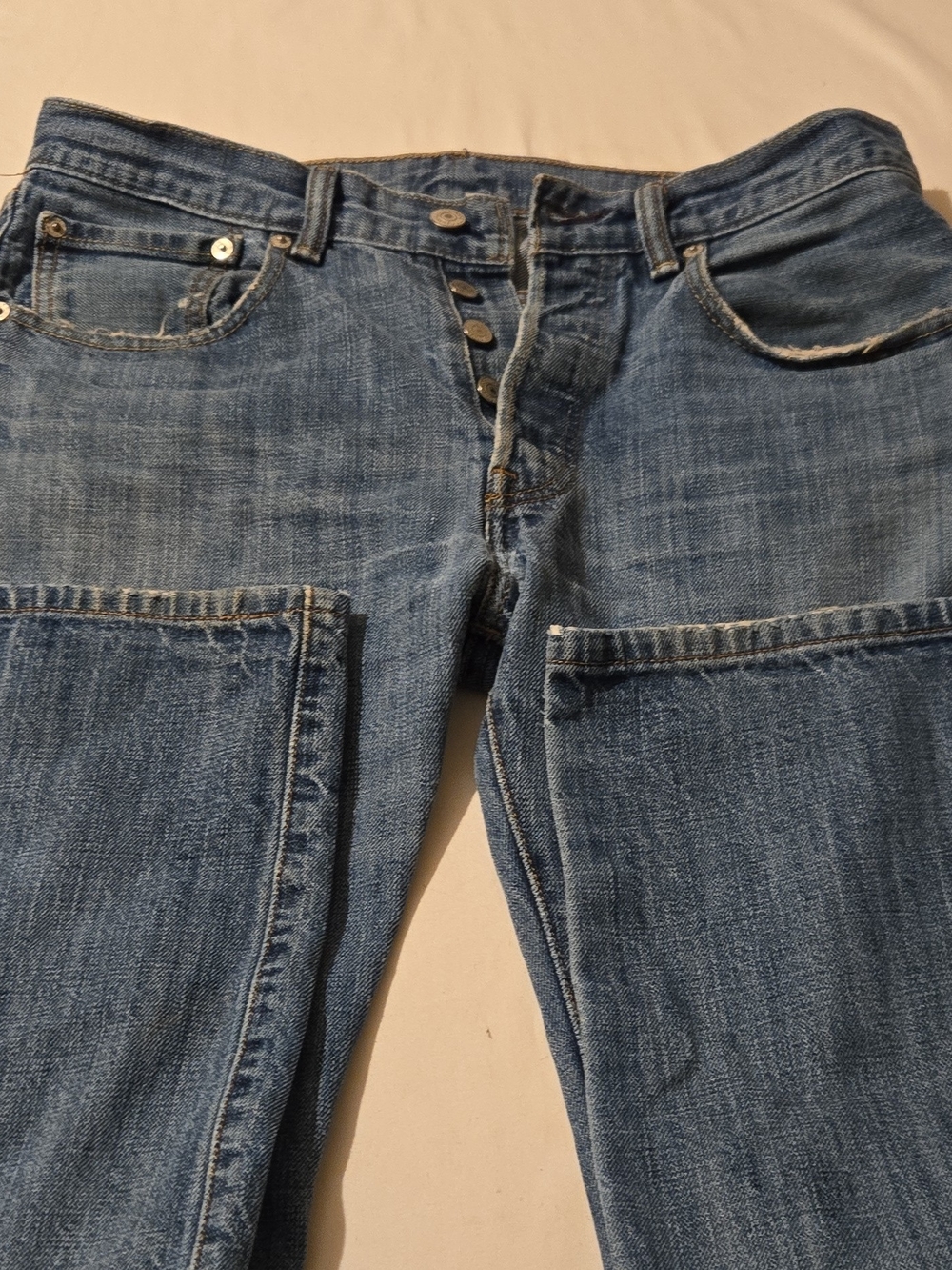 Classic Women's Blue Denim Jeans with Button Fly